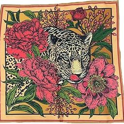 Reema unisex Prints Fancy Digital Silk Satin Tiger Bandana (Multicolor-50X50Cm)-40