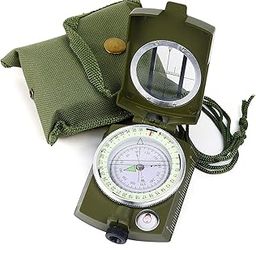 JSI Portable Camping Compass Military Army Geology Lensatic Prismatic Compass Multifunctional Outdoor Camping Exploration Tool Waterproof and Shakeproof Compass, Army Green-picture-25