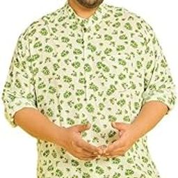 Bigbanana Men's Plus Size Printed White Color Kurta(Adonis,White,5XL)-picture-3