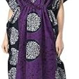 Boho Kimono Sleeves Kaftan - Women's Maxi Nighty Gown, Free Size | Length-52 inches | Lightweight Fabric-image-95