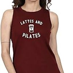 Lattes and Pilates Printed Tank Tops for Women and Girls | Sleeveless Tshirts | Cotton | Stylish | Quote Round Neck-image-74