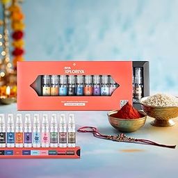 Riya Xploriya Next Generation Men & Women | Pack of 12 X 5ml Pocket Perfumes with Pack of 2 Rakhi | Eau De Parfum-12