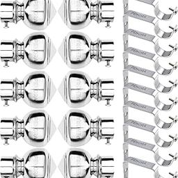Penora Stainless Steel Curtain Brackets with Support 1 Inch Rod Pocket Finials Rod Support Fittings Curtain Rod Holder Set for Window and Door (5 Pair Silver)-image-56