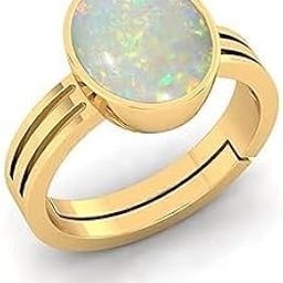 8.50 Ratti Certified Natural AA++ Quality Panchdhatu White Fire Opal Loose Gemstone Gold Plated Adjustable Ring for Men and Women-image-70