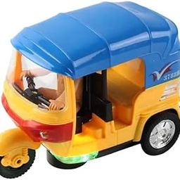 KOKEE TOYS Battery Operated auto Rickshaw Tricycle Toy for Kids with Light & Music and Bump & go Action (Color-Multi).-1