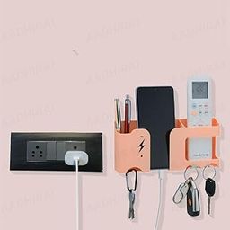 KHVIRJA Wall Mobile Holder | Multi-Purpose Mobile Stand for Wall | Remote Holder & Mobile Charging Stand, Wall Phone Holder for Charging | Kitchen Organizer Rack Wall Mounted | Useful Gadget-White-3
