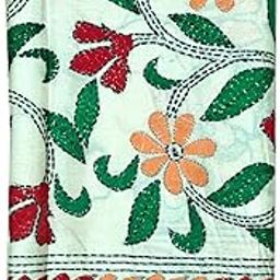 Women's Hand Embroidered Kantha Work Silk Blouse Material - 1 Meter; 725083-image-72