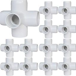 Evadow 12Pack 5-Way Elbow PVC Fittings, Heavy Duty 1/2Inch Side Outlet Tees, Furniture Grade Corner Fittings for Building PVC Furniture Greenhouse Shed Pipe Fittings Tent Connection-image-1