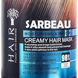Sarbeau Moisturising & Smooth Creamy Hair Mask, 1000ml, Deep Conditioning Treatment for Damaged Hair, 98% Natural(1000ml)-image-97