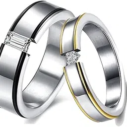 via mazzini Stainless Steel Lovers Delight Crystal Proposal Couple Rings for Boys and Girls (Ring0332)-picture-41