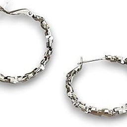 Stylish Silver Geometric Hoop Earrings For Women & Girls | Lightweight Chunky Textured Hoops | Trendy Korean Fashion Statement Jewelry For Everyday & Parties-image-43