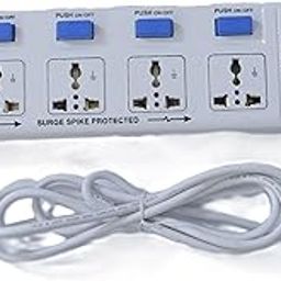 YUVEX EXT-505 Surge Protector with 5 Socket 5 Push Button Switch 2.5 Wire 5 Socket Extension Boards (White, Blue, 2.5 m),10amp, Multisocket Board,-30