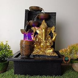 Merupam Diya Ganesha Tabletop Waterfall Water Fountain for Home Decor with MulticolorLED Light, Meditation Relaxing Indoor Decoration, Zen Fountain for Home, Office, Bedroom Decoration (M-VAR-Ganesh)-image-67