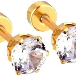 Crystal Studs Golden Colour For Men-picture-15
