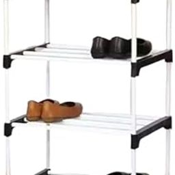 4-Tier Shoe Rack Organiser, White and Black Metal Frame, Portable Storage Shelf, 65 x 30 x 60 cm-image-54
