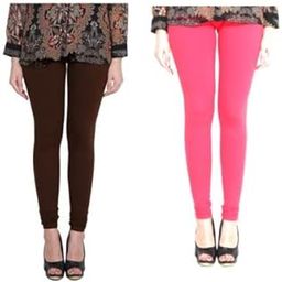 Women's Cotton Regular Full Length Leggings (Combo Pack of 2) Brown & Peach (Leg_PT_4027-image-3