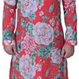 Crepe Designer Two Piece Kurta pant Suit Set For Men FreeSize Red-picture-5
