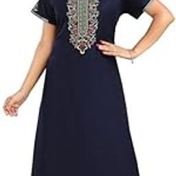 CS4002 Premium Spun Designer Embroidered Nighty for Women |Aline, Full Lenghth Maxi/Nighty Nightgown |Everyday Regular Wear | Pocket on The Two Side-image-19
