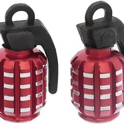 MYADDICTION 2pcs Grenade Shape Tire Tyre Valve Dust Caps for Car Motorcycle Bike -Red-image-12