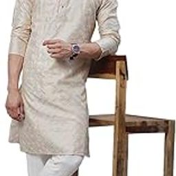 (Since 1958 Men's Silk Blend Multi Embroidered Full Sleeves Kurta with Churidaar Pyjama-Premium Comfort and Versatile Style for Events-picture-13