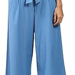 Blue Wide-Leg Pants with Tie-Up-image-1