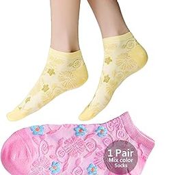 Floral Ruffle Socks for Women Girls Women’s Comfort Ankle Length Socks No Show, Summer Socks 1 Pair (Mix color SOCKS,Free Size)-image-87