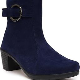 Navy Round Toe Slip-On Chelsea Boots For Women's & Girl's-image-0