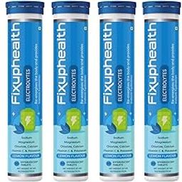 Fixuphealth Electrolytes Tablets Containing Sodium Magnesium, Calcium Chloride and Vitamin C Effervescent Tablets Lemon Flavour Pack of 6 20 tablets each pack Useful for Great source of minerals-image-24