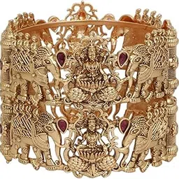 adwitiya collection Women Gold Plated Elephant and Godess Temple Design Bangles-picture-7