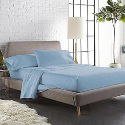 Blue Dahlia 100% Cotton Sateen Weave Bedsheet Set Single Size, Premium 300TC-1 Flat Sheet(60"x90") & 1 Pillow Cover (18"x28"), SA 8000, OEKO-TEX Certified-Swiss Dot-Pale Blue-image-1