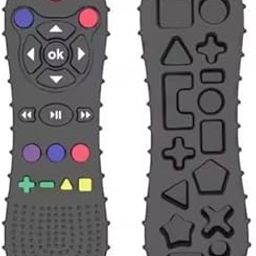VLLINFFRA Teether Silicone Remote Teether Teething Toys Helps Biting Skills Development Activity Toys for 3+ Month Child Toddlers (Black-1)-image-83