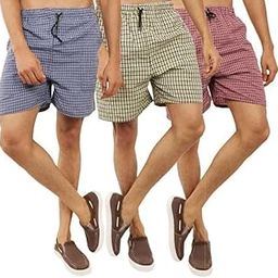 Men's Cotton Checkered Boxer Shorts Combo - Pack of 3 | Trendy Summer Bermuda Shorts | Relaxed Fit Beachwear & Nightwear for Men Multicolour-picture-16