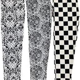 Woman Printed Slacks/Leggings Soft Fine Cotton Hosiery - Black & White Color - Set of 3 Pcs - Stretchable to fit Waist Size 24" inch to 26" inch MAX-image-65