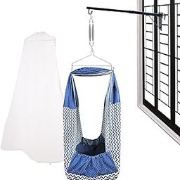 beetot New Born Baby Swing Cradle (Jhula) Set | Cradle Swing, Mosquito Net, Spring, Triangle Hanger, Window Hanger | Weight Capacity up to 20kg | Age from 0-12 Months | Jhula (Navy), Cotton, 145 Cm-image-9