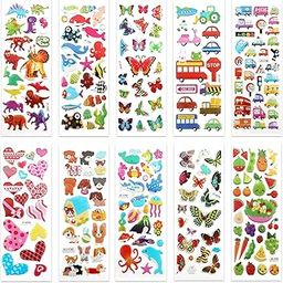 3D Stickers for Kids & Toddlers 500+ Puffy Stickers Variety Pack for Scrapbooking Bullet Journal Including Animal, Numbers, Fruits, Fish, Dinosaurs, Cars and More (20 Sheet) (20)-image-49