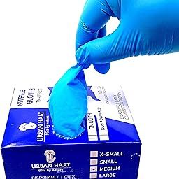 URBAN HAAT Powder Free Nitrile Gloves Blue For Multiple Purpose In Medium Size (100 Pieces)-3