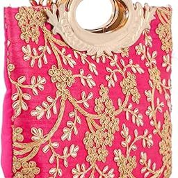 Kuber Industries Embroidered Silk Clutch Ladies Handbag (Pink) - CTKTC42086-image-40