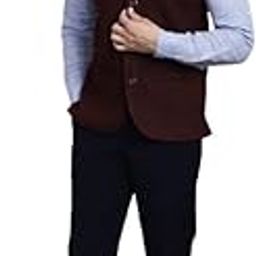 Men's Merino Solid Sleeveless Nehru Jacket with welt pockets (Maroon)-picture-12