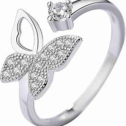 Golden Butterfly Ring with Crystals, Minimalist Design, Quality Material-image-2