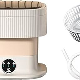 Foldable Mini Washing Machine 10L Easy to Carry for Dorm Apartment Underwear Khaki 40W - Washing Machines-image-72
