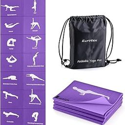 Eurotex Travel Yoga Mat Non Slip Foldable Portable Gym Mat Fitness Training Pilates Exercise Mat Workout for Women Men with Carry Bag Purple-image-34