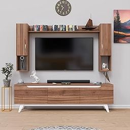 Spyder Craft Matte Finish Engineered Wood TV Entertainment Unit TV Stand Setup Box/TV Cabinet with Wall Mounted Cabinet for Books Storage & Decor Display Unit (Assembly-DIY)-8