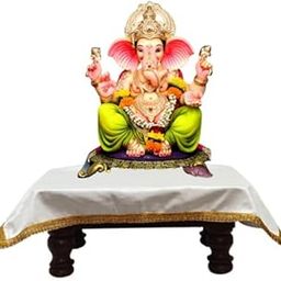 White Cotton Pooja Cloth with Decorative Golden Border, Traditional Prayer Scarf-picture-7