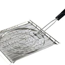 Kruvad Stainless Steel BBQ Grilling Square Toaster Folding Handle More and Durable Easy to Use and Ideal for Steak Vegetables Enhance Your Grilling BBQ Camping White Tawa Rroster-image-13