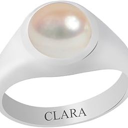 Certified Pearl (Moti) 3cts or 3.25ratti Bold Silver Ring for Men and Women-image-15