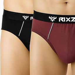 Men's Cotton Briefs - 100% Cotton (Pack of 2) Black and Maroon Color Outer Elastic Breif-image-83