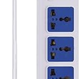 DIGIWAY 4+1 Power Strip with Master Switch, 4 International Sockets Extension Board, Thermal Protection, 10 AMP Output, 2.50 Meter Cord Length, Power Indicator, Extension Board for Computer, Surge Protector, Spike Buster, Switch Board(White,Blue)-29