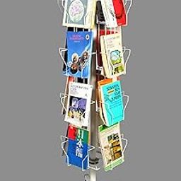 Alloy Steel, Rotating, Handy, Space Organizing Display Rack with 16 Compartments for Magazine, Brochure, Literature (Stores 80 Magazines, Off White, Height- 138 cms)-18