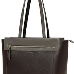 | The Dawn Tote Shoulder Bag Fits upto 14" Laptop, Perfect For Work & Daily Use, Crafted With Vegan Leather, Designed For Women (Black Coffee 2.0)-image-48