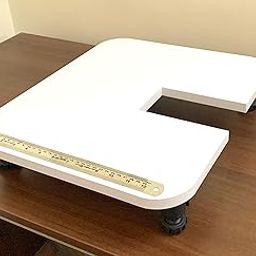 DesignMe Height Adjustable Legs and Measuring Scale Sewing Machine Wooden Extension Table for Usha Machines (18x15.5 Inches)-40